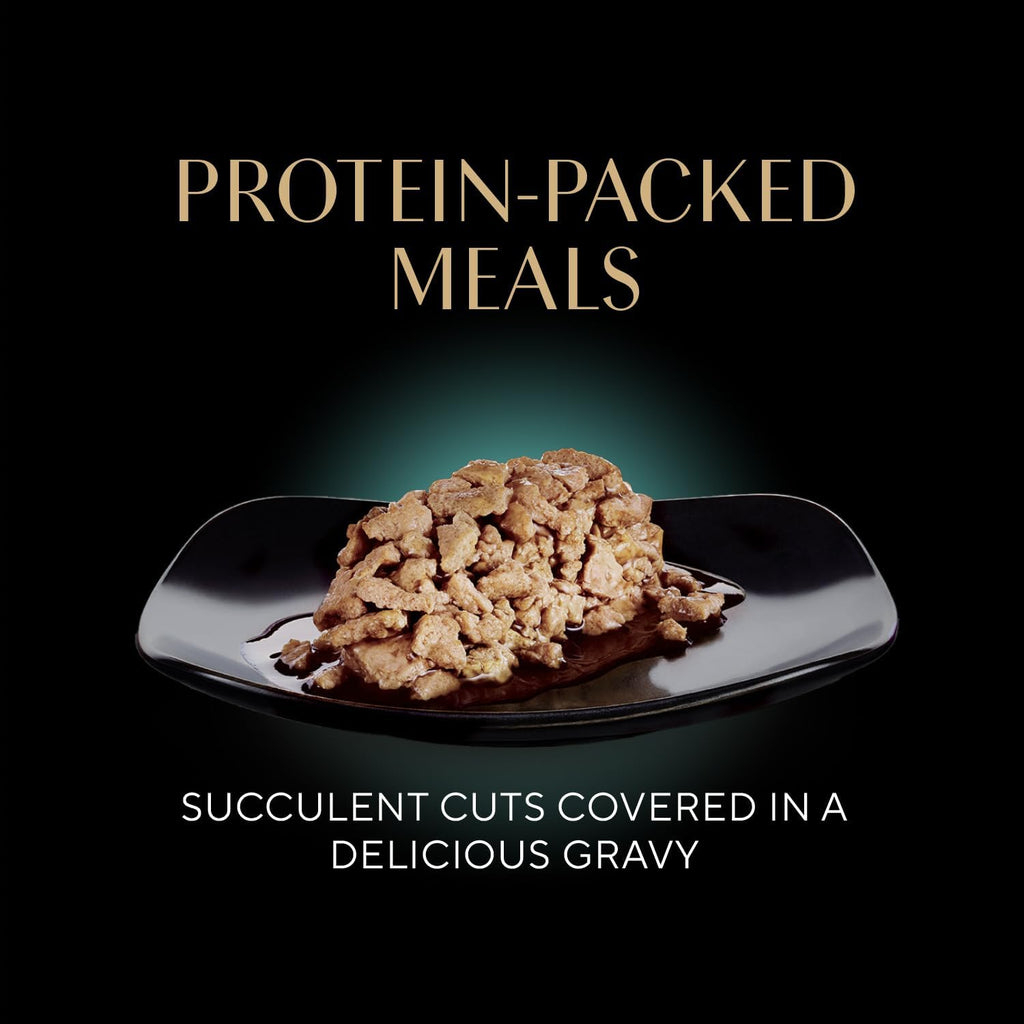 Perfect Portions Wet Cat Food Cuts in Gravy, Cat Food Wet Recipe, Roasted Chicken Entree, with Sustainable Salmon, Tender Turkey Entree, 2.6 Oz. Twin-Pack Trays (24 Count, 48 Servings)
