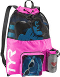 Big Mesh Mummy Backpack for Wet Swimming, Gym, and Workout Gear, Pink