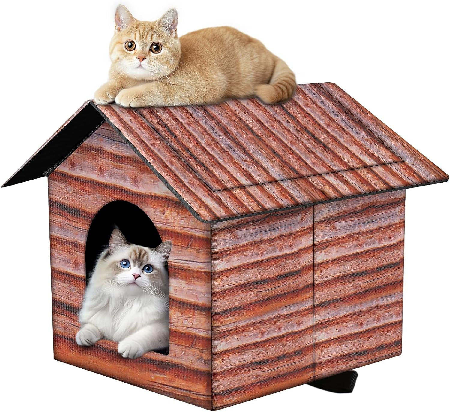 Outdoor Cat House Cat House for Outdoor and Indoor Use - Waterproof Shelter for Cats, Dogs, and Feral Animals (Redwood Color, Large)