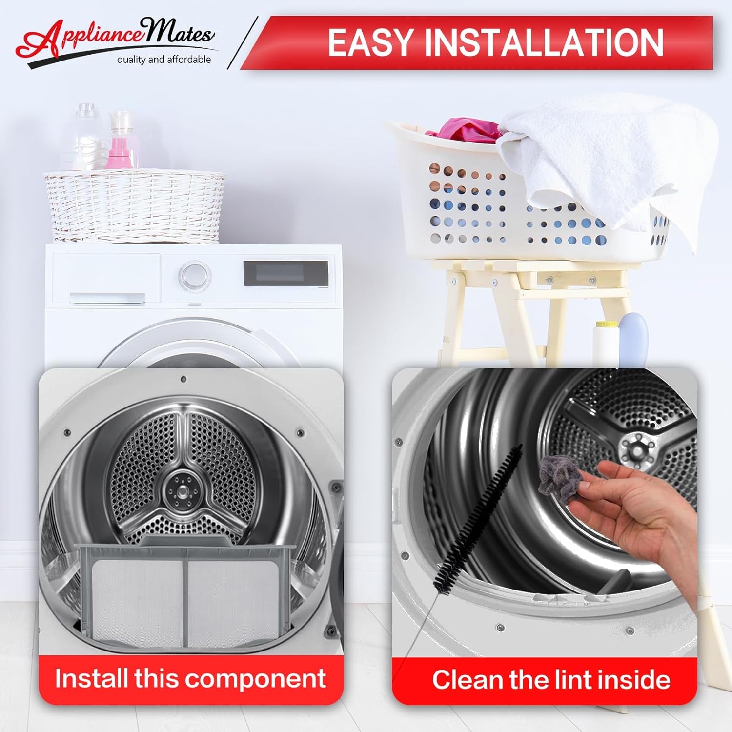 DC97-16742A Dryer Lint Trap Screen Filter Replacement for Samsung Dryer-Replaces AP5306681, DC61-03048A, DC61-02610A, DV45H7000EW/A2, DV40J3000GW/A2, DVE50R5200W/A3 with Flap and Vent Cleaner Brush