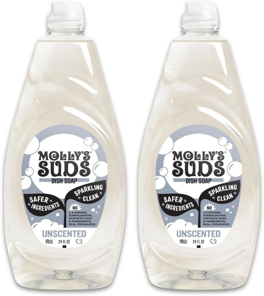 Liquid Dish Soap | Clean, Simple Ingredients | Extra Scrubbing Power | Unscented, 24 Oz - 2 Pack