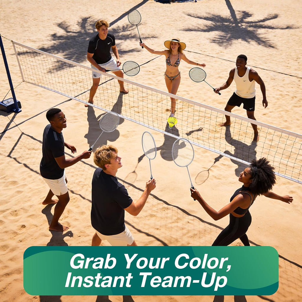 Badminton Rackets Set, Lightweight & Durable Badminton Set (Includes 6/12 Racquets, 6/12 Birdies), Outdoor Backyard & School Games for Adults, Teens, Families and Beginners
