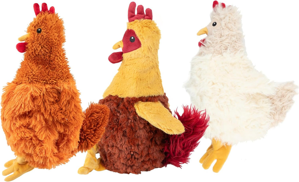 Interactive Squeaky Dog Chew Toy, Ideal Dog Toys for Chewers, Small, Medium & Large Dogs, and Fetch Lovers - Crinkle Chicken (Brown), Large