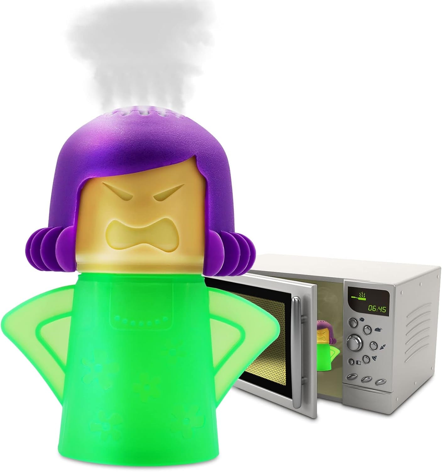 Microwave Cleaner, Angry Mama Microwave Cleaner Microwave Oven Steam Cleaner Easily Clean in Minutes Cleans Add Vinegar and Water for Home or Office with English Manual (Green)