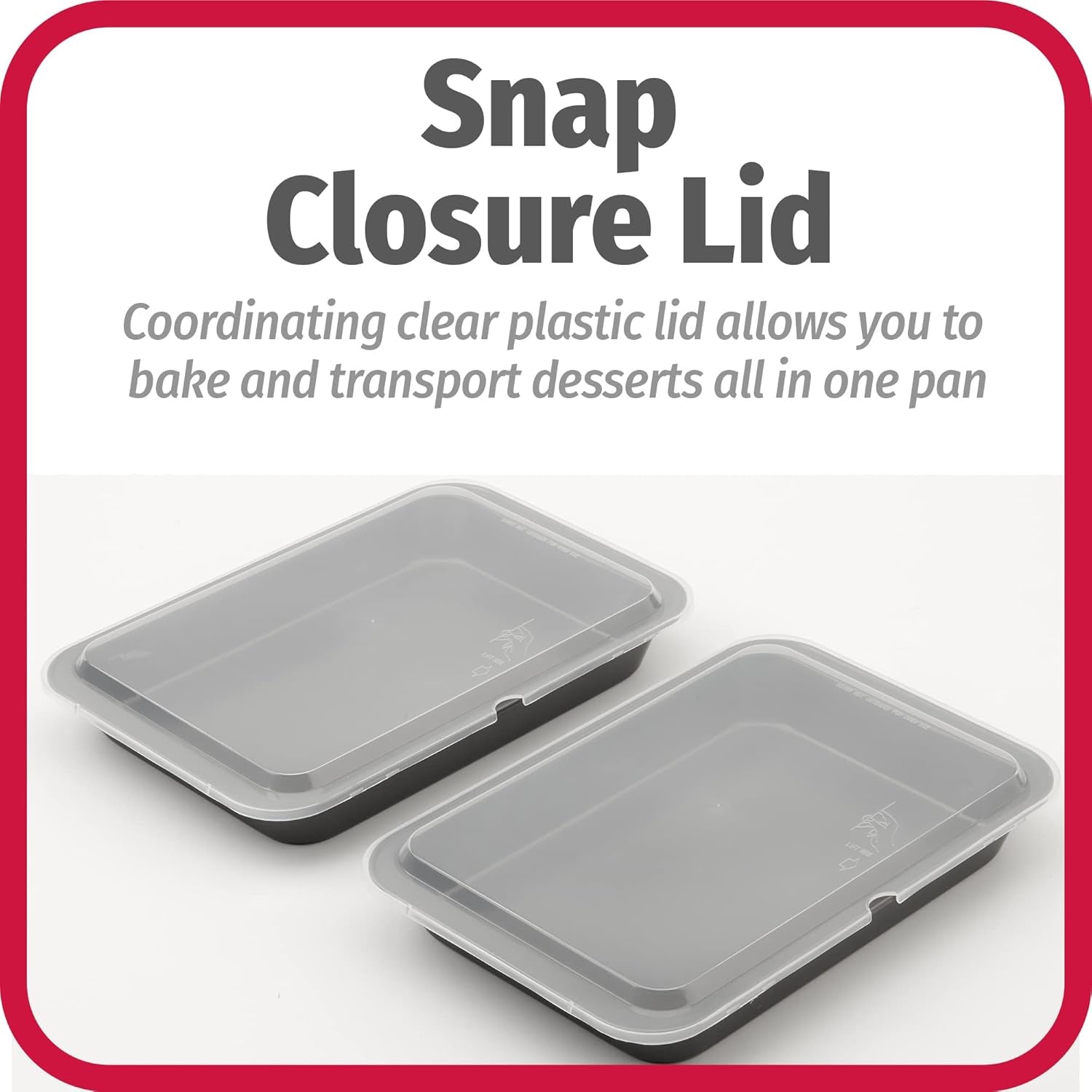 Set of 2 Nonstick Steel 13" X 9" Cake Baking Pans with Covers, Gray