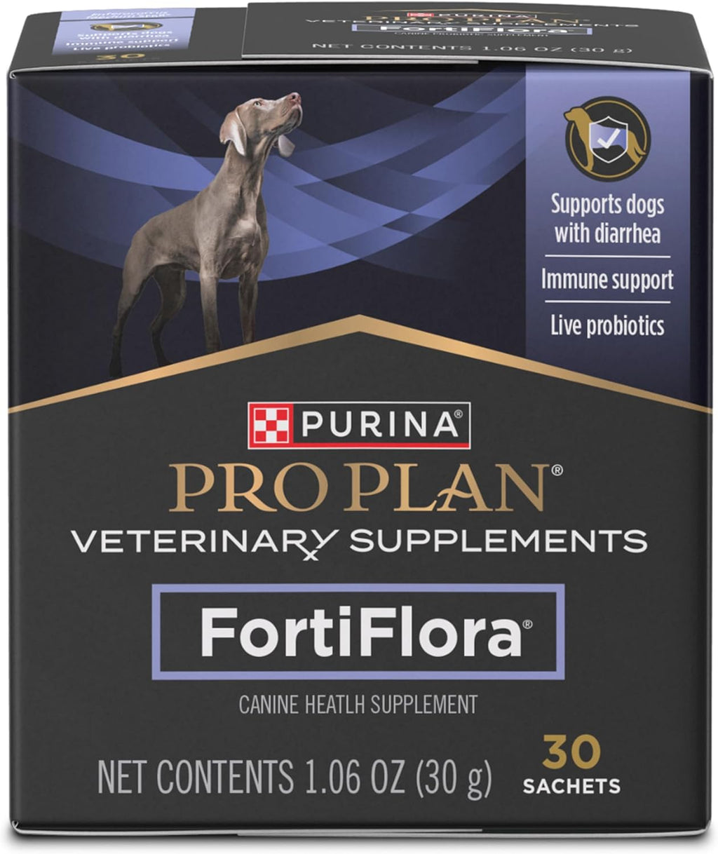 Purina Pro Plan Veterinary Supplements Fortiflora Daily Probiotics for Dogs, Helps Digestive Gut Health and Diarrhea - 30 Ct. Box