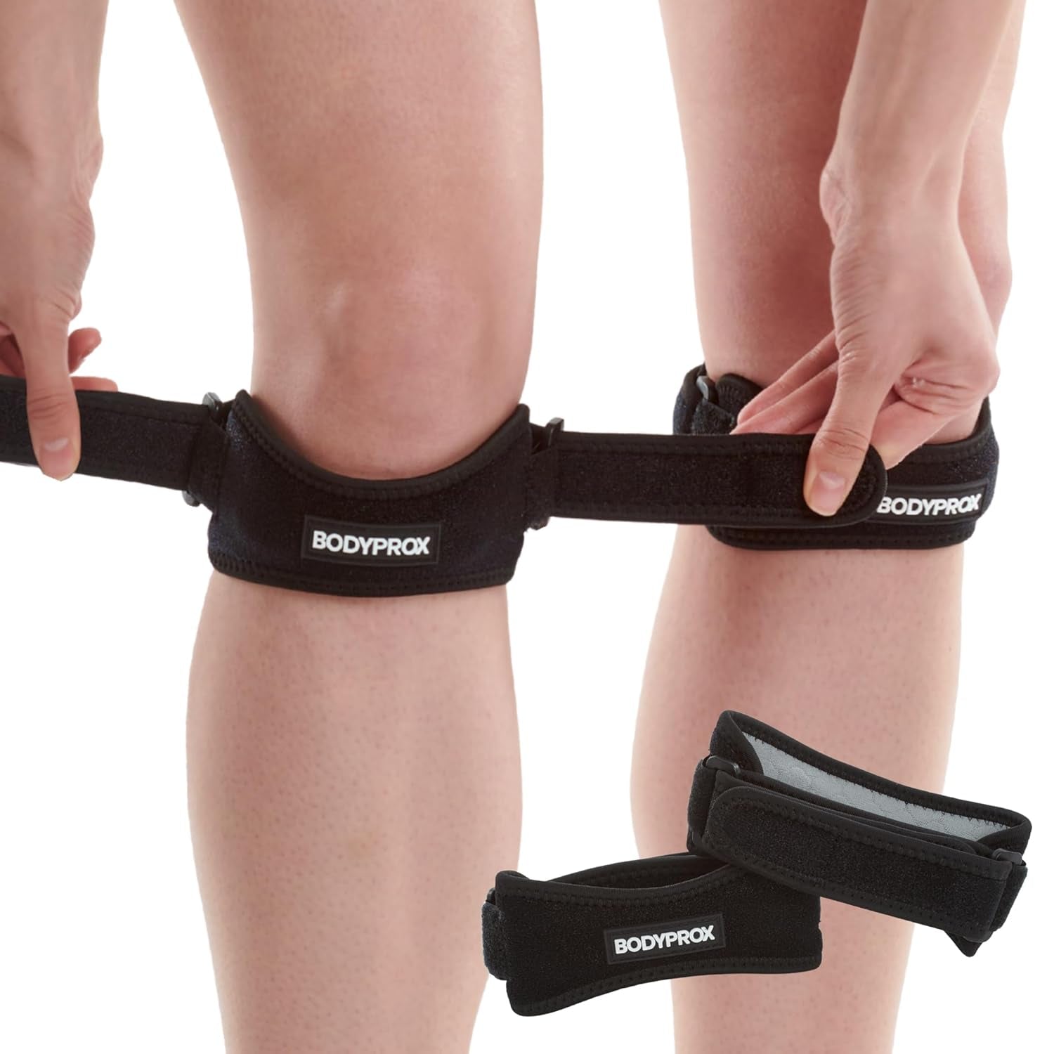 Patella Tendon Knee Strap 2 Pack, Knee Pain Relief Support Brace Hiking, Soccer, Basketball, Running, Jumpers Knee, Tennis, Tendonitis, Volleyball & Squats