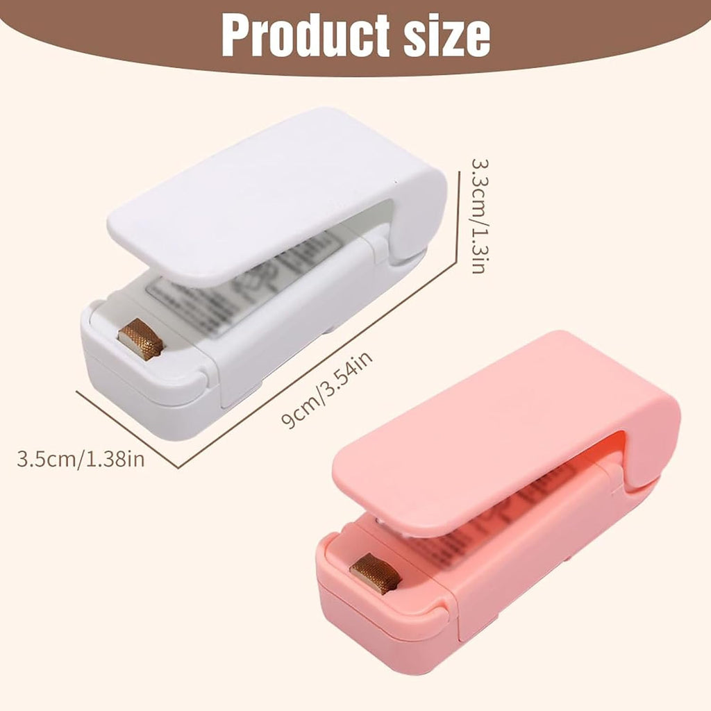 Portable Mini Sealing Machine, 2026 Upgrade Mini Bag Sealer 2 in 1 Sealer and Cutter Handheld Heat Vacuum Sealer Portable Resealer Machine for Plastic Bags Food Storage Snacks Freshness (Pink, 1Pcs)