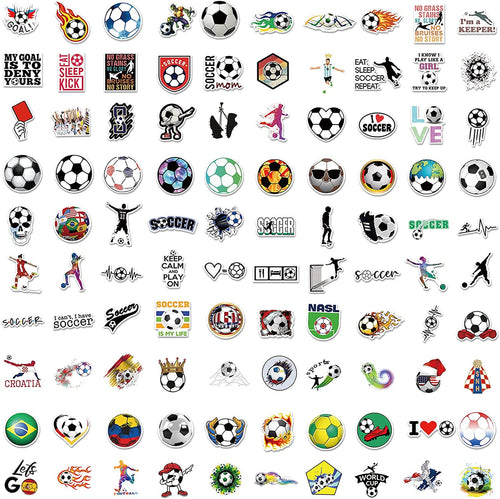 100PCS Soccer Stickers for Boys Girls Kids Teens, Vinyl Waterproof Soccer Stickers for Water Bottles, Laptops, Goodie Bag Stuffers, 2026 Soccer World Cup Party Favors