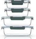 [80 Oz & 36 Oz Extra Large Glass Food Storage/Baking Containers Set with Lids, 2 Pack 80 Oz(10 Cup)&2 Pack 36 Oz (4.5 Cup) Airtight Glass Container,Microwave,Oven,Freezer and Dishwasher