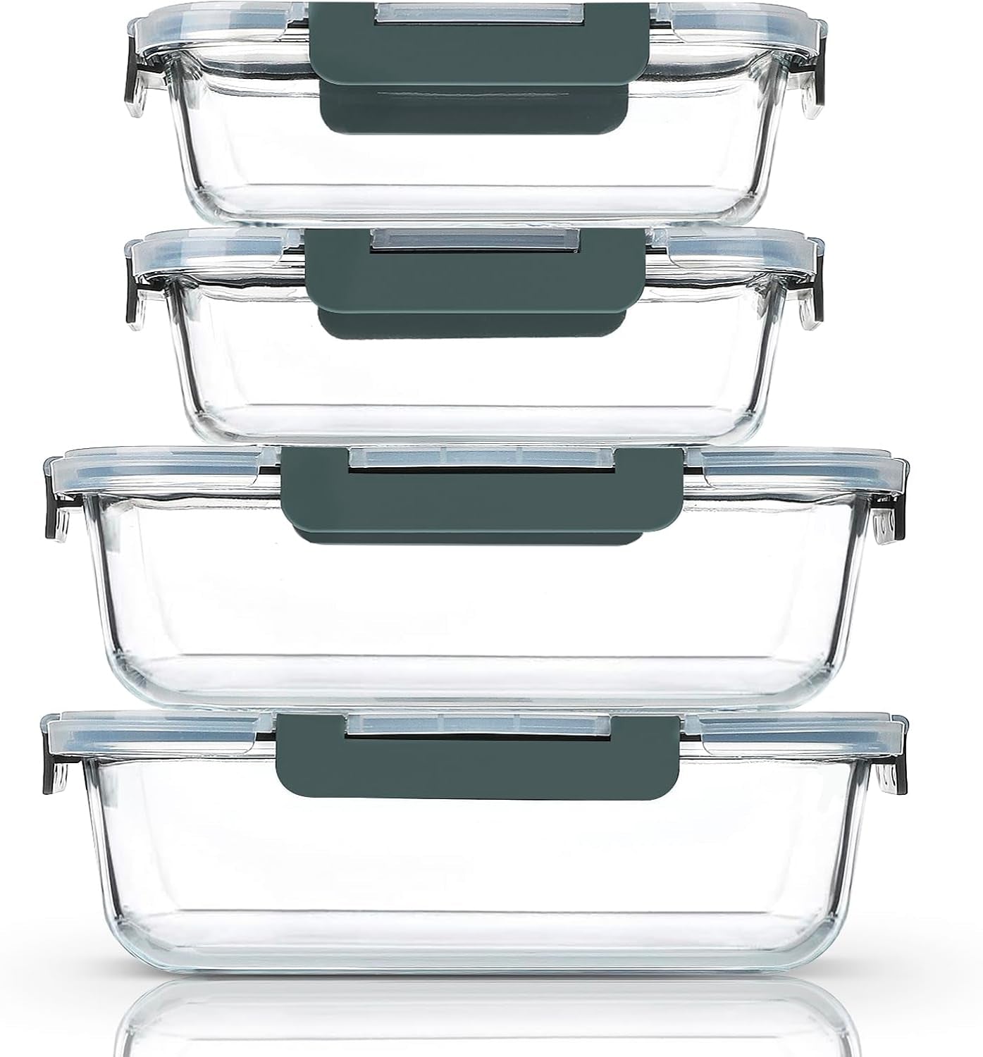 [80 Oz & 36 Oz Extra Large Glass Food Storage/Baking Containers Set with Lids, 2 Pack 80 Oz(10 Cup)&2 Pack 36 Oz (4.5 Cup) Airtight Glass Container,Microwave,Oven,Freezer and Dishwasher