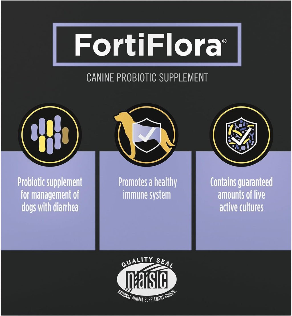 Purina Pro Plan Veterinary Supplements Fortiflora Daily Probiotics for Dogs, Helps Digestive Gut Health and Diarrhea - 30 Ct. Box