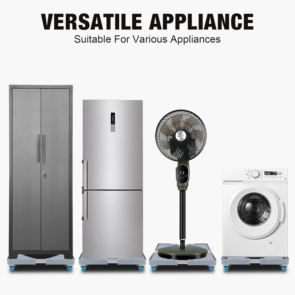 Adjustable Mini Fridge Stand: Mobile Appliance Dolly with 4 Locking Wheels, Universal Fit for Washing Machine, Refrigerator, Furniture - 600 Lbs Capacity