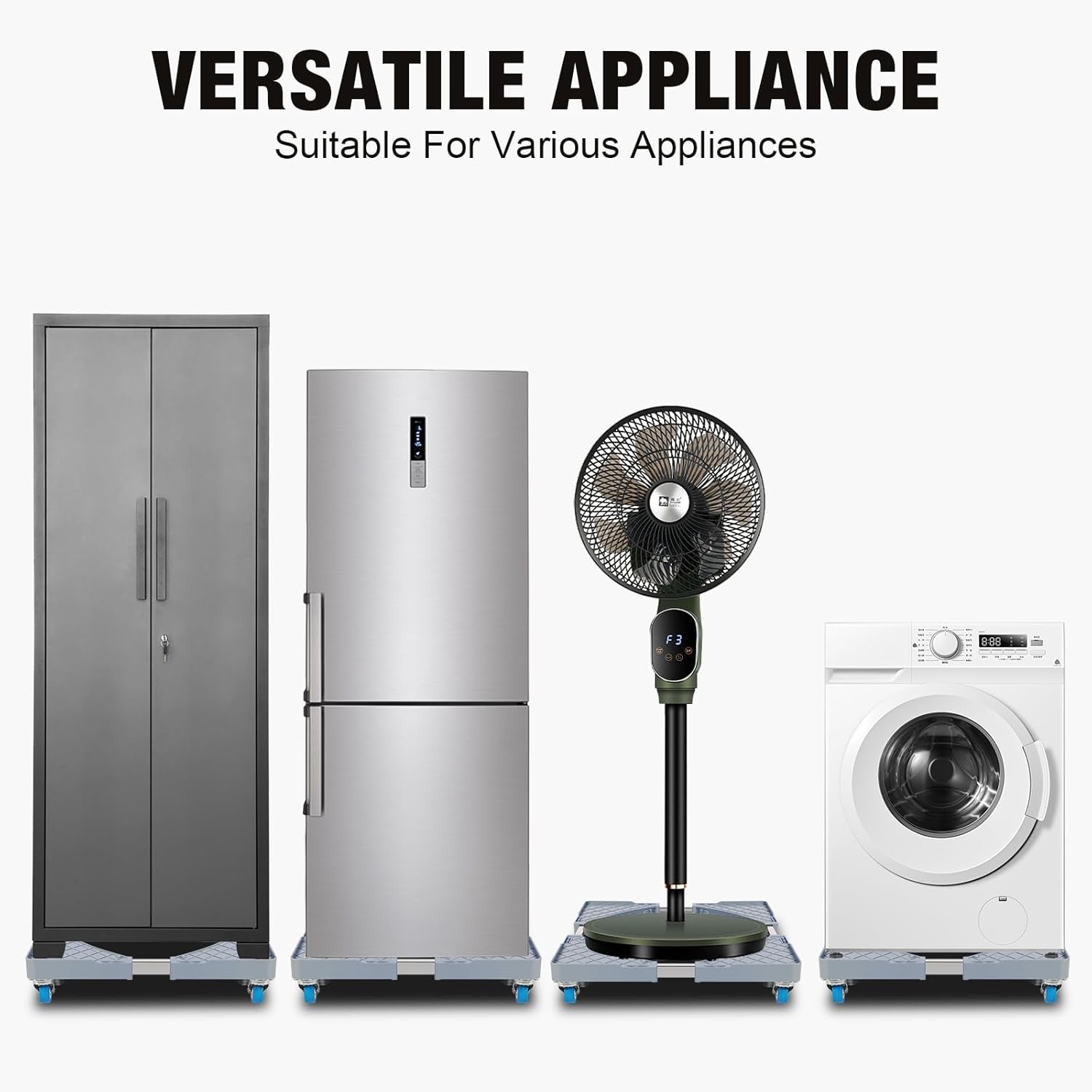 Adjustable Mini Fridge Stand: Mobile Appliance Dolly with 4 Locking Wheels, Universal Fit for Washing Machine, Refrigerator, Furniture - 600 Lbs Capacity
