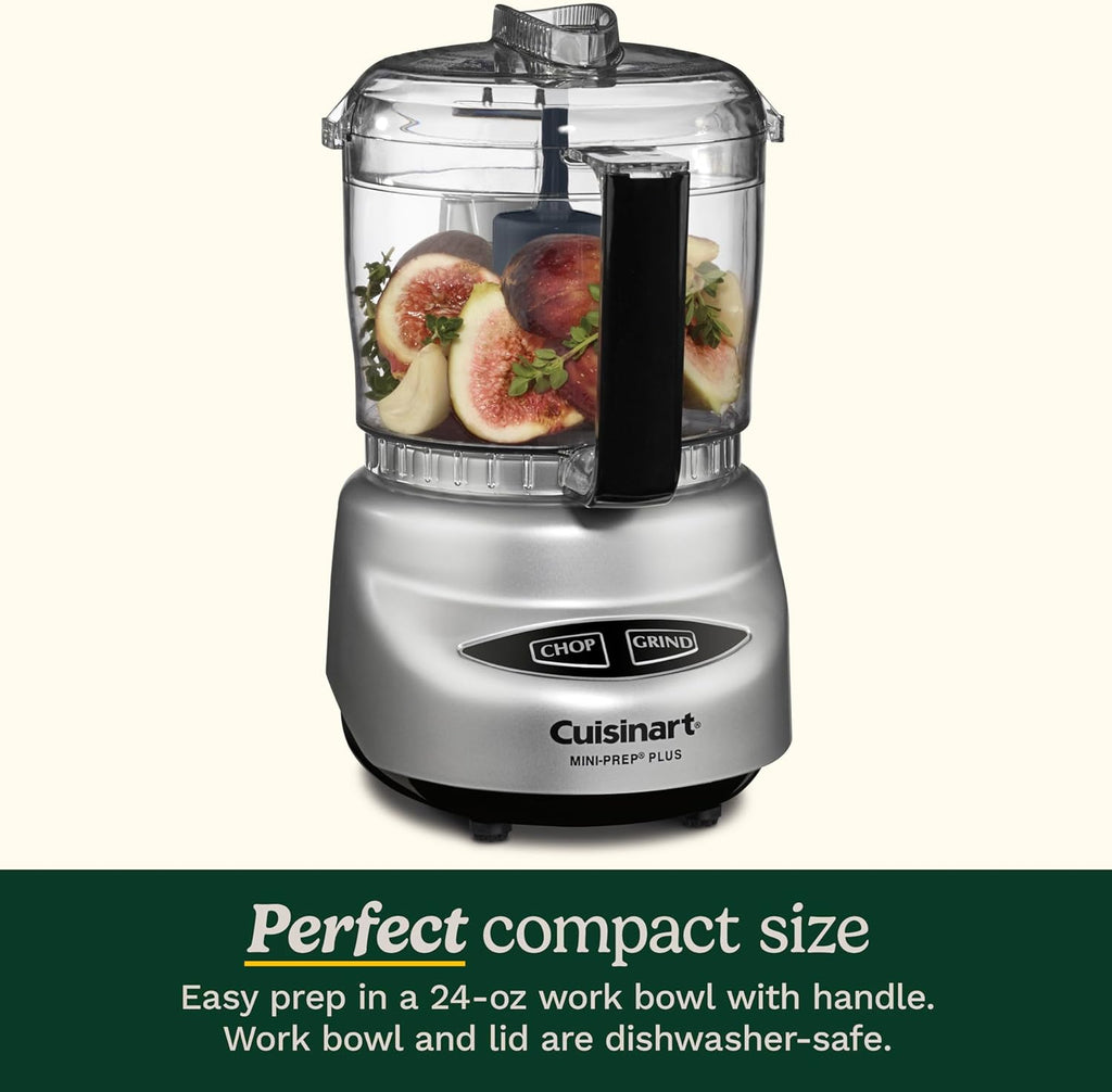 Mini-Prep plus Food Processor, 24-Ounce Mini Food Processor to Chop Herbs, Vegetables, and Hard Cheese, 24-Ounce Work Bowl, Reversible Stainless Steel Blade, DLC-2ABC, Brushed Chrome