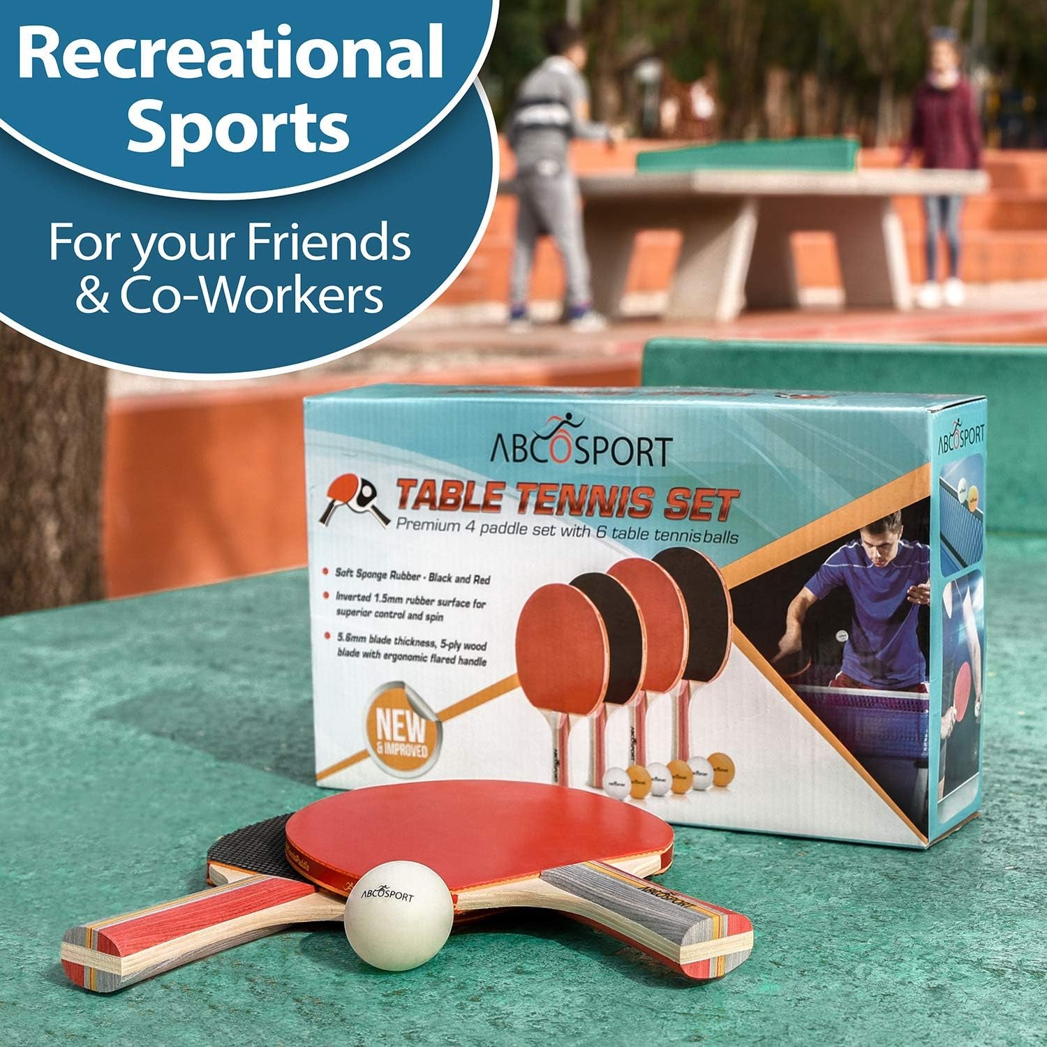 Table Tennis Set - Ping Pong Paddles and Balls for Professional and Recreational Play - Durable Design for Tournaments and Home Games - Portable for Family Fun and Practice
