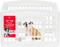 Dog Playpen with Door, 24” 4 Panel Pet Exercise Pen – Indoor Outdoor Puppy Play Pen, Portable Plastic Pet Fence for Small Medium Dogs, Foldable 35” X 35” X 24”, White
