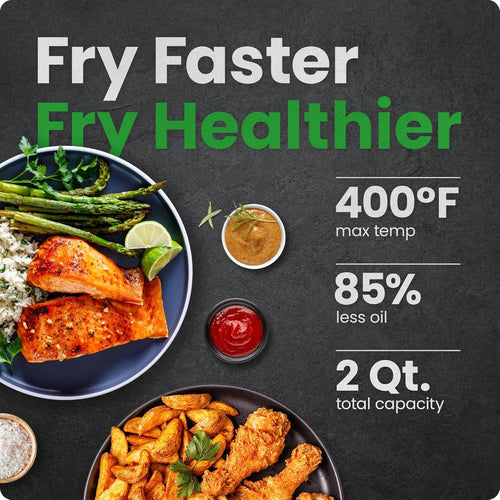 2 Qt Mini Air Fryer – Digital Space-Saving Compact Air Fryer with Nonstick and Dishwasher Safe Basket, Quick & Easy Meals in Minutes, Features Digital Timer and Shake Reminder – Black