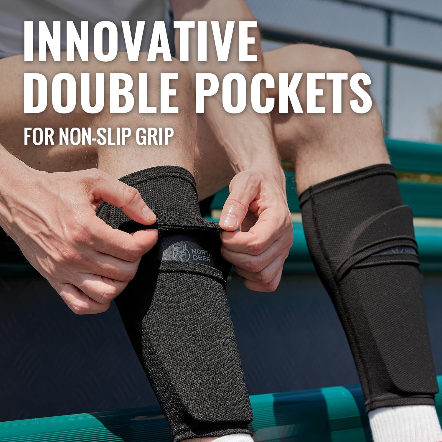 Soccer Shin Guards for Kids Adults. Sleeves with Optimized Insert Pocket - Protective Soccer for Boys Girls Men