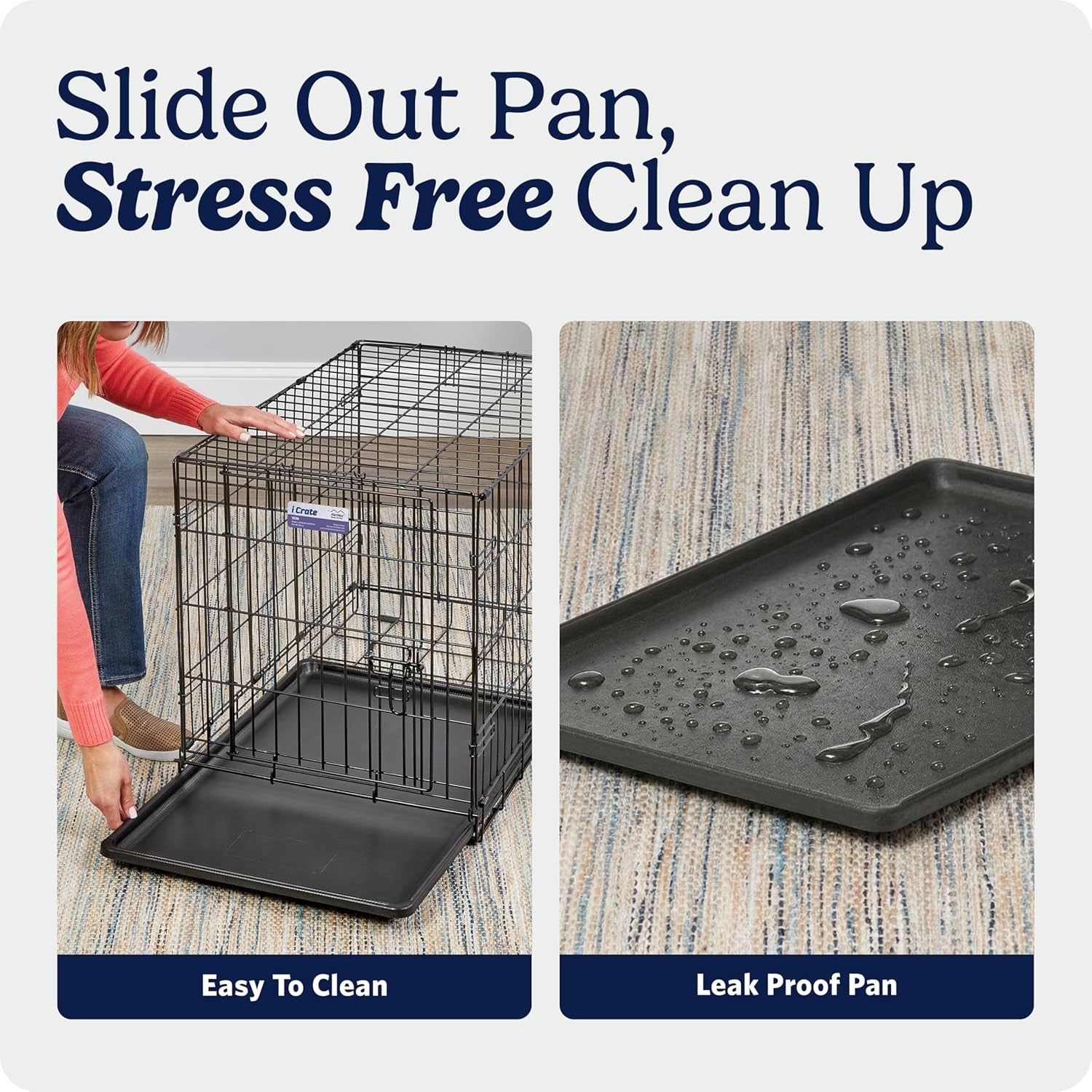 24-Inch Icrate for Small Breeds, 12-20 Lbs, Single Door Folding Dog Crate with Divider Panel, Leak-Proof Tray & Secure Latch, Portable, Durable & Easy to Assemble