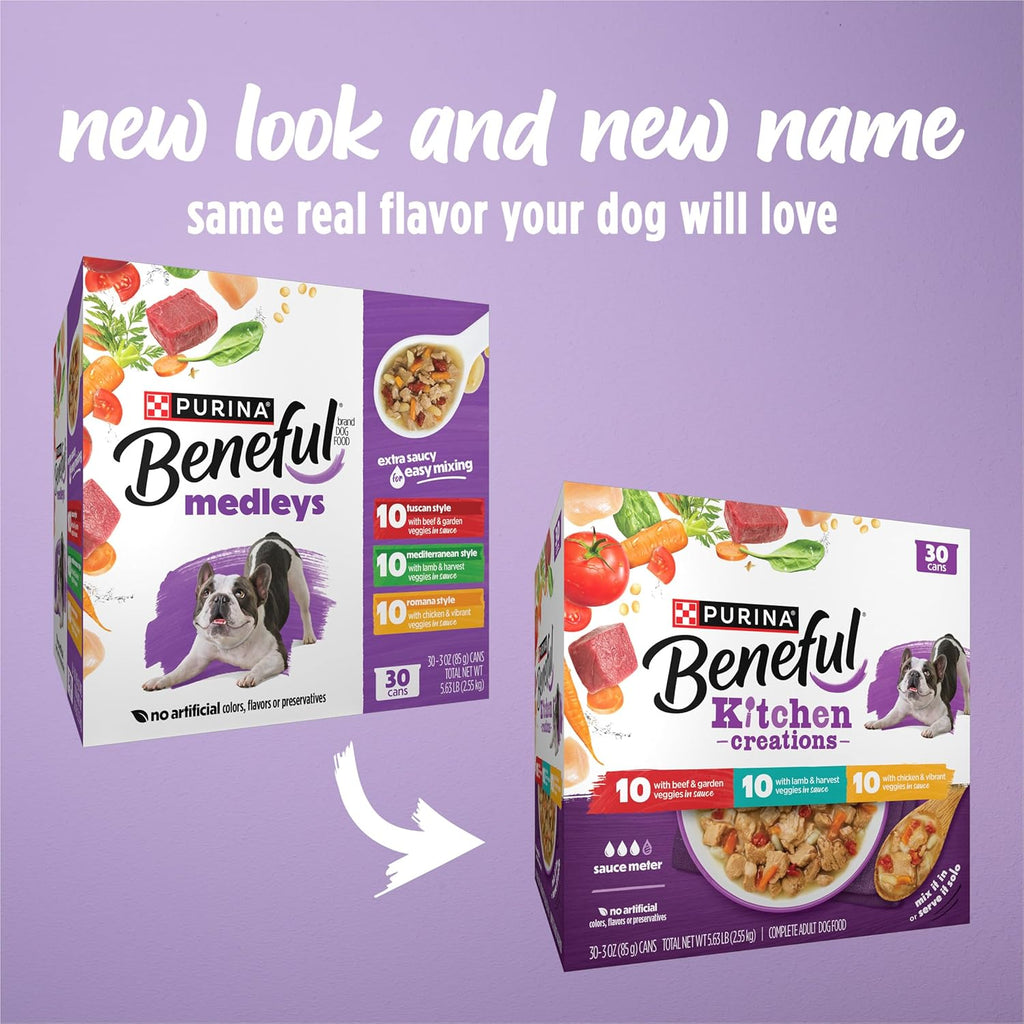 Purina  Kitchen Creations with Beef, Chicken, or Lamb Wet Dog Food Variety Pack - (Pack of 30) 3 Oz. Cans