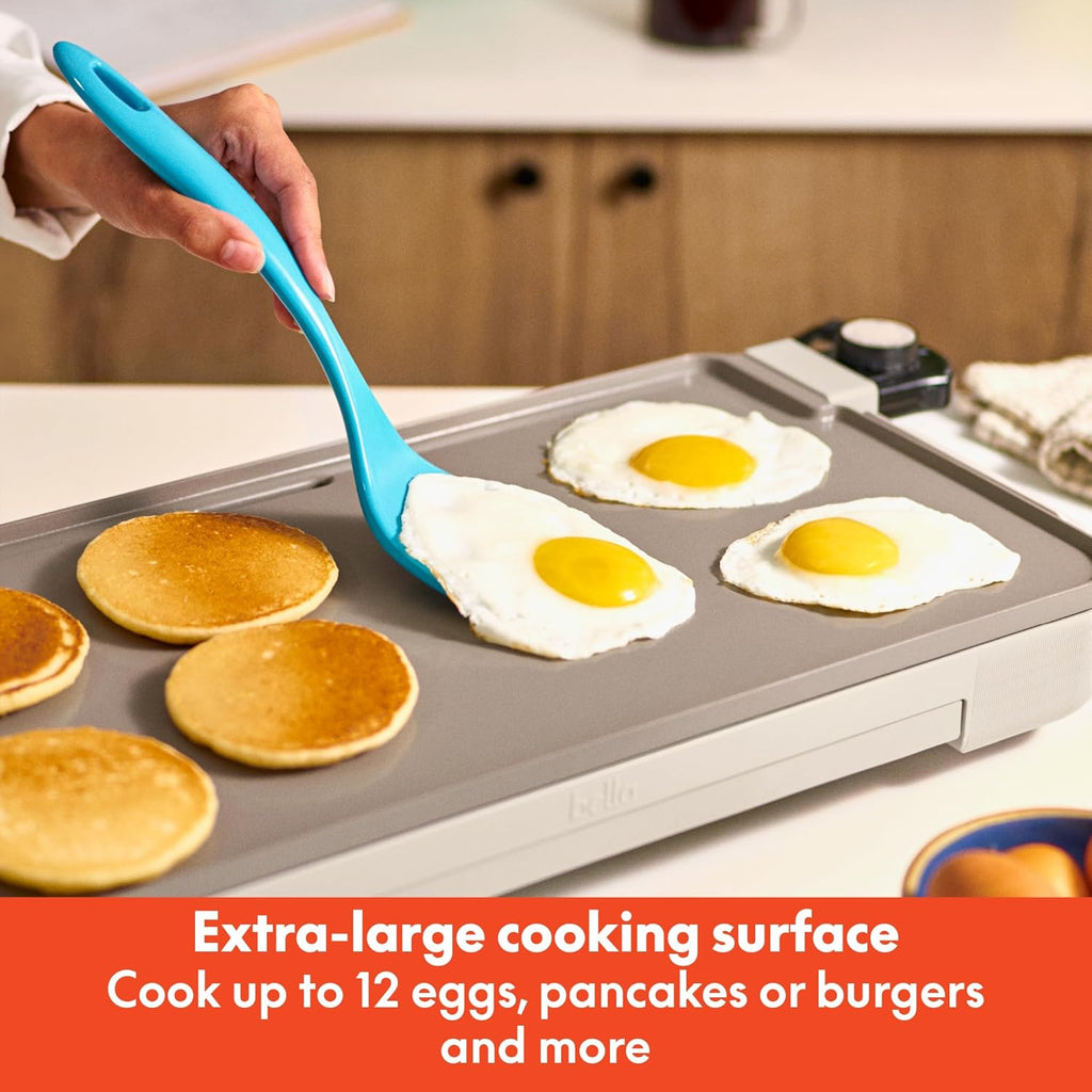 10" X 20" Electric Griddle with Warming Tray, Evergood™ Ceramic Nonstick Coating & Removable Temperature Probe, Dishwasher-Safe Drip Tray & Cool Touch Handles, 1500 Watt, Oatmilk