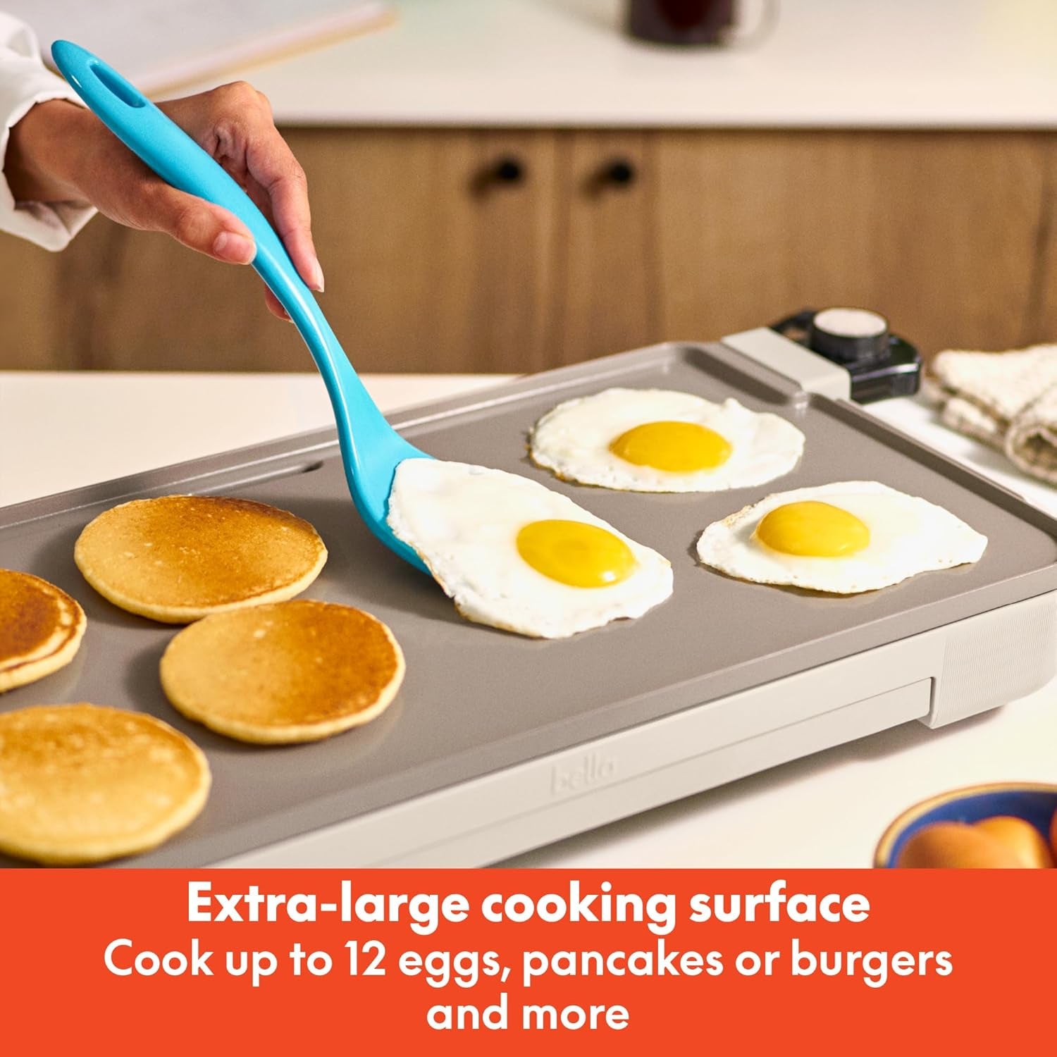 10" X 20" Electric Griddle with Warming Tray, Evergood™ Ceramic Nonstick Coating & Removable Temperature Probe, Dishwasher-Safe Drip Tray & Cool Touch Handles, 1500 Watt, Oatmilk