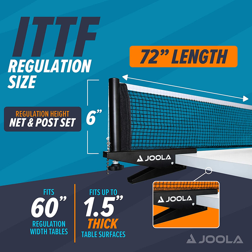 Premium inside Table Tennis Net and Post Set - Portable and Easy Setup 72" Regulation Size Ping Pong Spring Clamp Net, Black