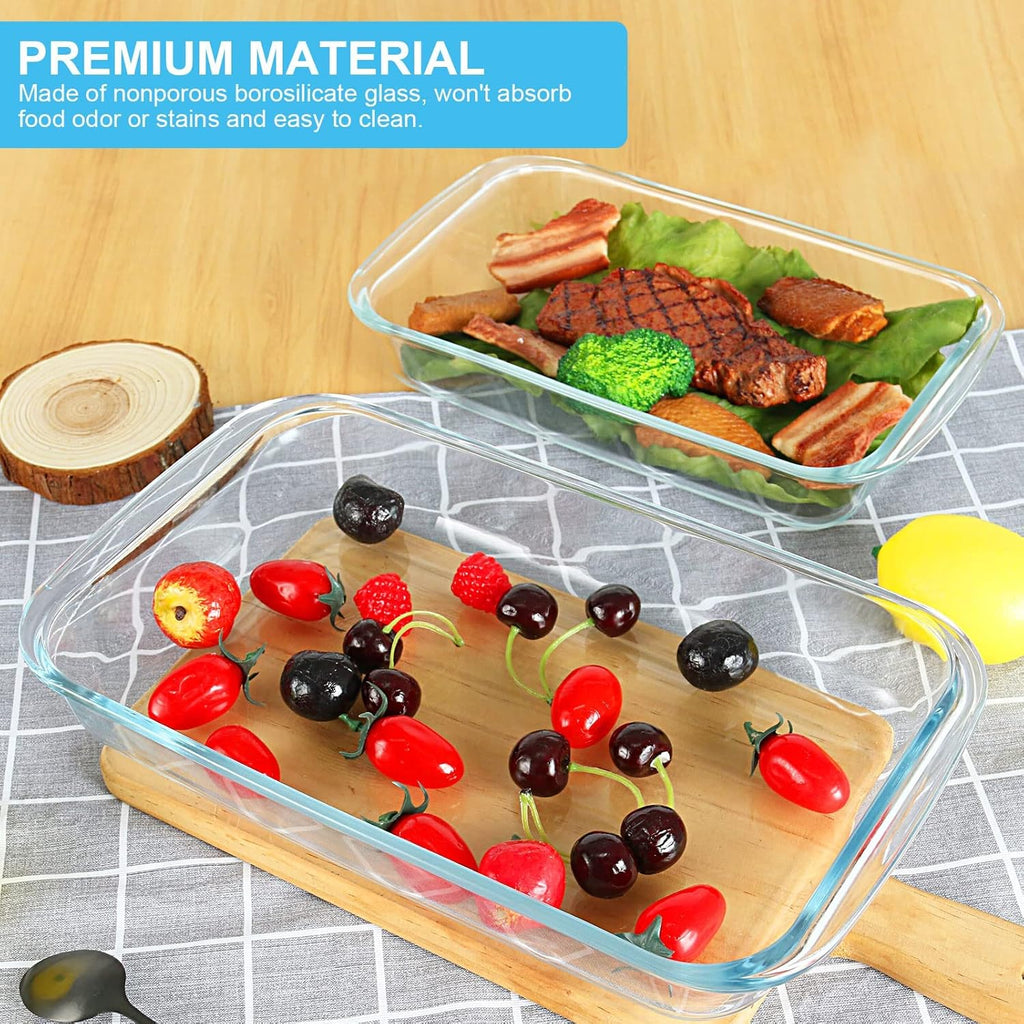 8 Pieces Glass Baking Dish with Lids Rectangular Glass Baking Pan Bakeware Set with Lids, Baking Pans for Lasagna, Leftovers, Cooking, Kitchen, Fridge-To-Oven, Gray