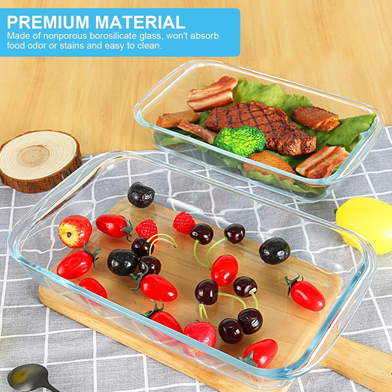 8 Pieces Glass Baking Dish with Lids Rectangular Glass Baking Pan Bakeware Set with Lids, Baking Pans for Lasagna, Leftovers, Cooking, Kitchen, Fridge-To-Oven, Gray
