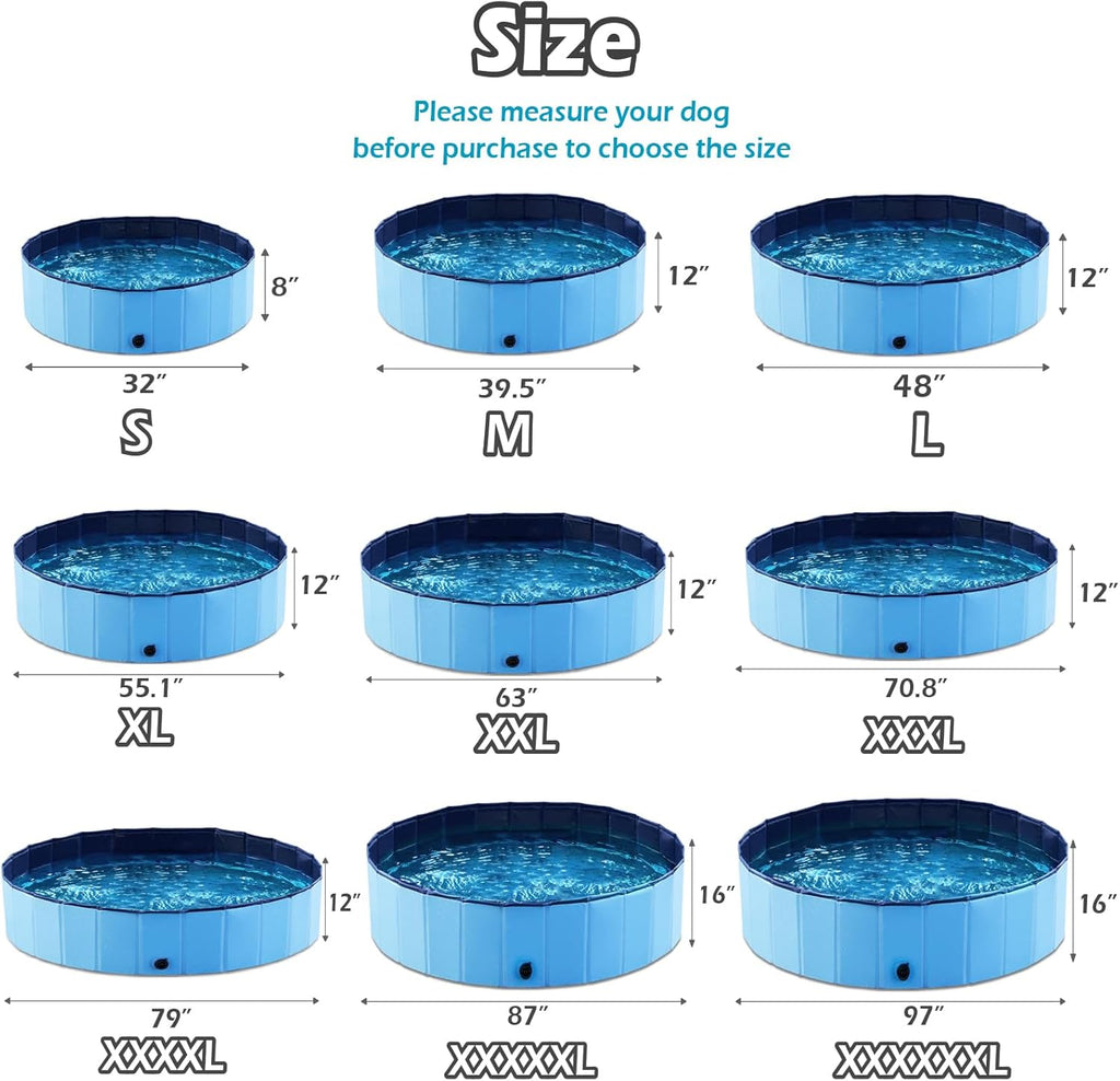 Foldable Dog Pet Bath Pool Collapsible Dog Pet Pool Bathing Tub Kiddie Pool Doggie Wading Pool for Puppy Small Medium Large Dogs Cats and Kids 39.5" Blue