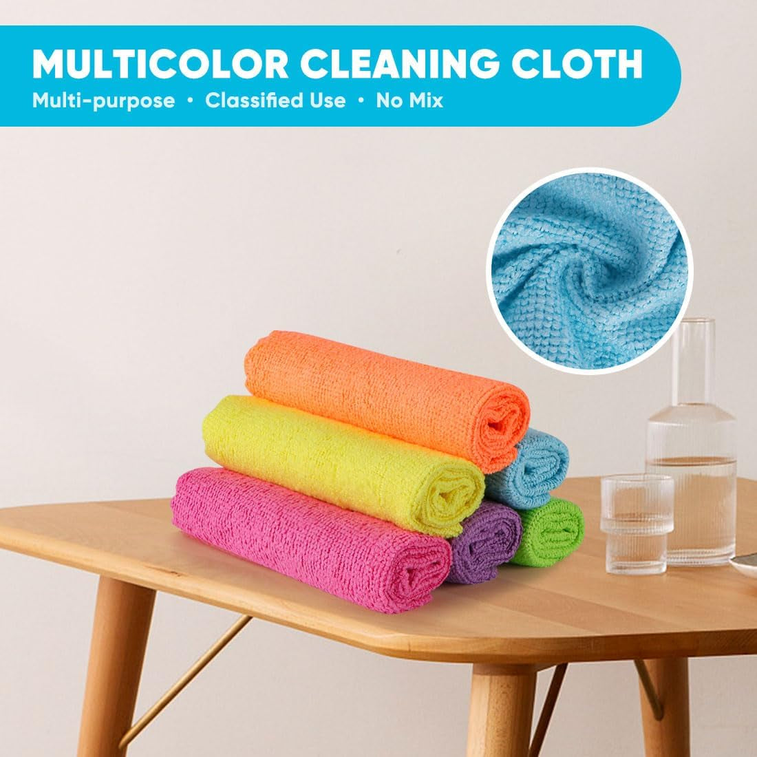 Microfiber Cleaning Cloth, 24 Pack Highly Absorbent Cleaning Rags, Household Cleaning Supplies, Reusable Microfiber Towels Lint Free Cloths for House, Kitchen, Car Care, 12X11 Inch