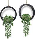 2 Pack Fake Plants Hanging Artificial Succulents Plants in Black Pots for Living Room Bathroom Accessories Boho Farmhouse Wall Decor
