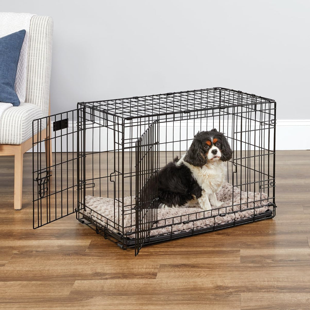 30-Inch Icrate for Medium Breeds, 21-40 Lbs, Single Door Folding Dog Crate with Divider Panel, Leak-Proof Tray & Secure Latch, Portable, Durable & Easy to Assemble