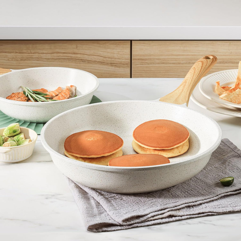 Nonstick Ceramic Frying Pan Skillet, 9.5 Inch Omelet Pan, Healthy Non Toxic Chef Pan, Induction Compatible Egg Pan with Heat Resistant Handle, Pfas-Free
