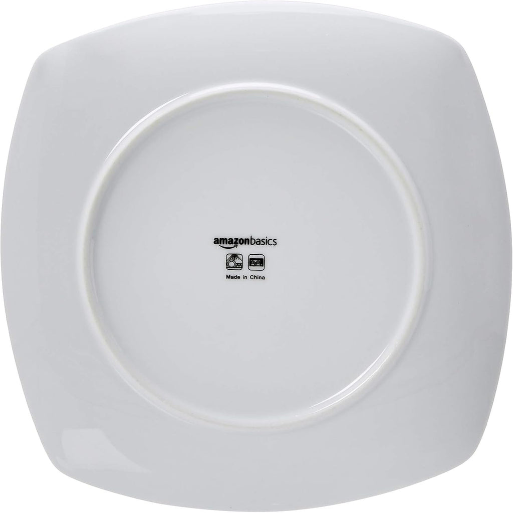 Square Dinnerware Set for 6, Plates and Bowls for Kitchen, 18-Piece, Dishwasher and Microwave Safe, Modern Beams