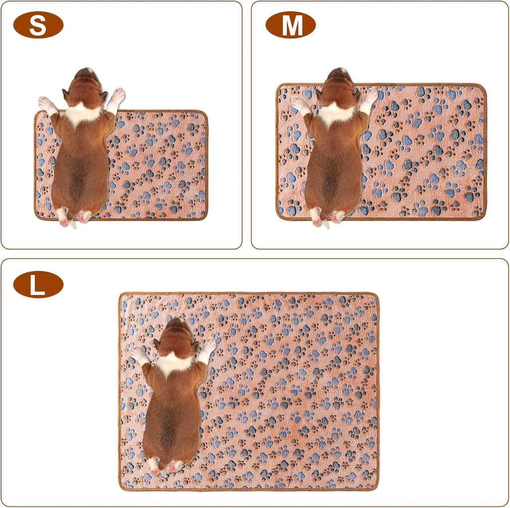 1 Pack 3 Blankets Super Soft Fluffy Premium Fleece Pet Blanket Flannel Paw Printed Throw for Dog Puppy Cat (Small 23X16'', Brown, Pink, White)