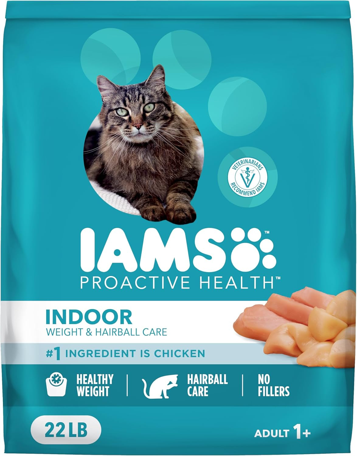 Proactive Health Dry Cat Food, Indoor Weight and Hairball Care Cat Food Dry Recipe, with Real Chicken in Every Bite, 22 Lb. Bag