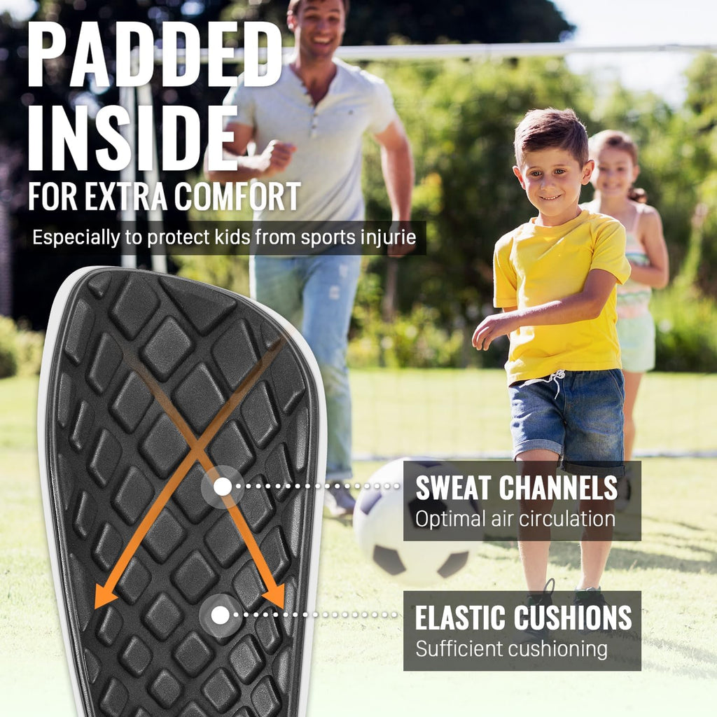 Soccer Shin Guards for Kids Adults. Sleeves with Optimized Insert Pocket - Protective Soccer for Boys Girls Men