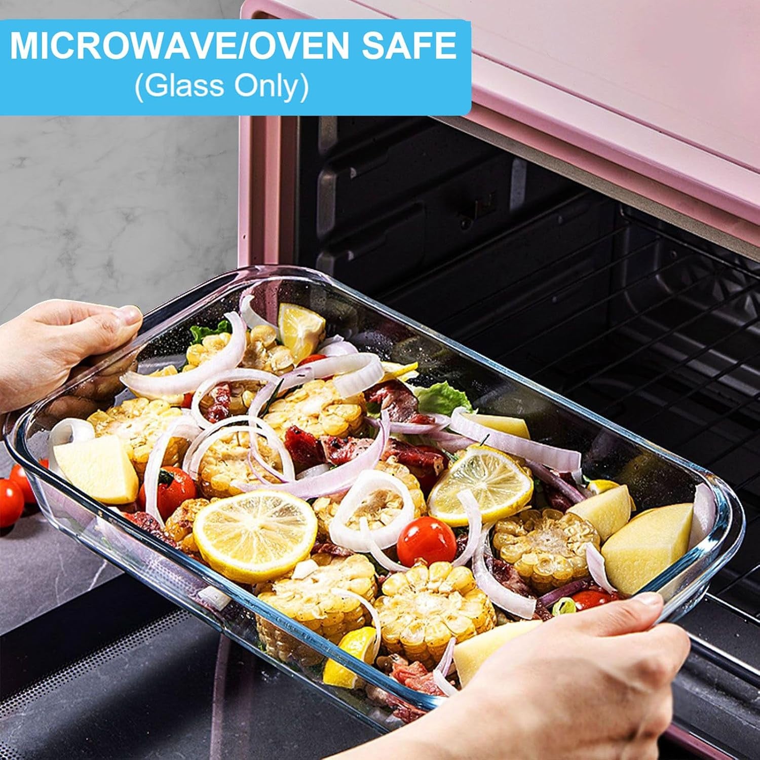 8 Pieces Glass Baking Dish with Lids Rectangular Glass Baking Pan Bakeware Set with Lids, Baking Pans for Lasagna, Leftovers, Cooking, Kitchen, Fridge-To-Oven, Gray