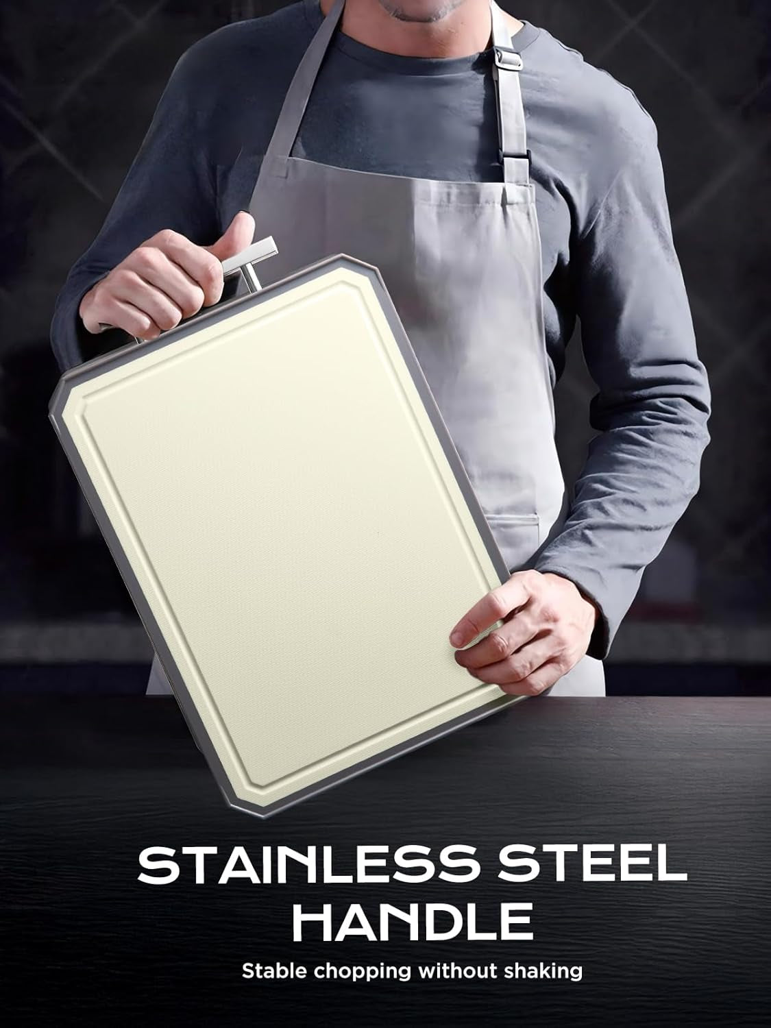 Stainless Steel Cutting Board,Double Sided Steel Bread Boards for Kitchen,Stainless Steel/Wheat Straw Pp Large Board for Meat,Non Toxic Chopping,16 * 11 Inch,Dishwasher Safe