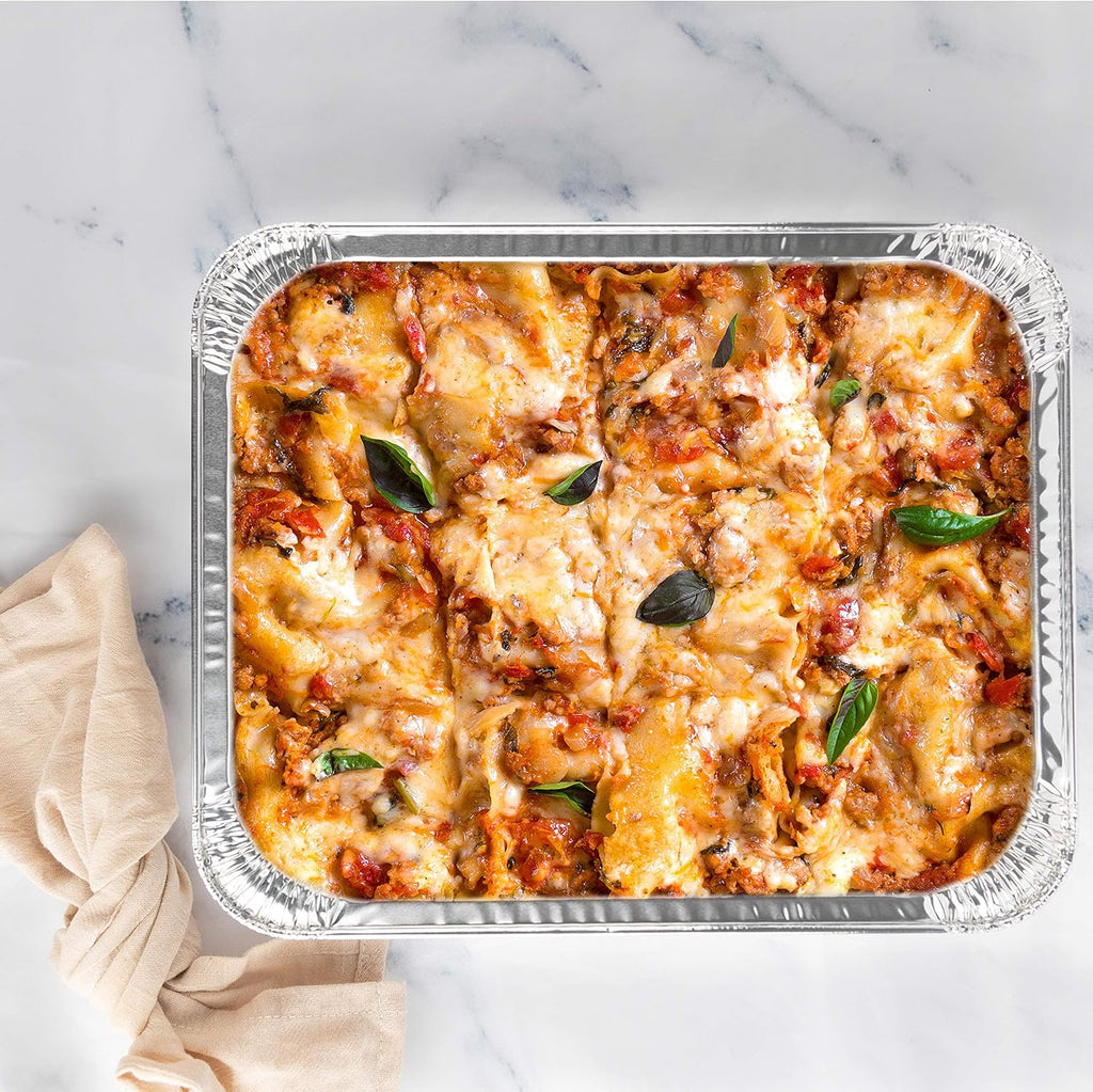 Disposable 9 X 13 Aluminum Foil Pans Half Size Deep Steam Table Bakeware - Cookware Perfect for Baking Cakes, Bread, Meatloaf, Lasagna Pack of 10