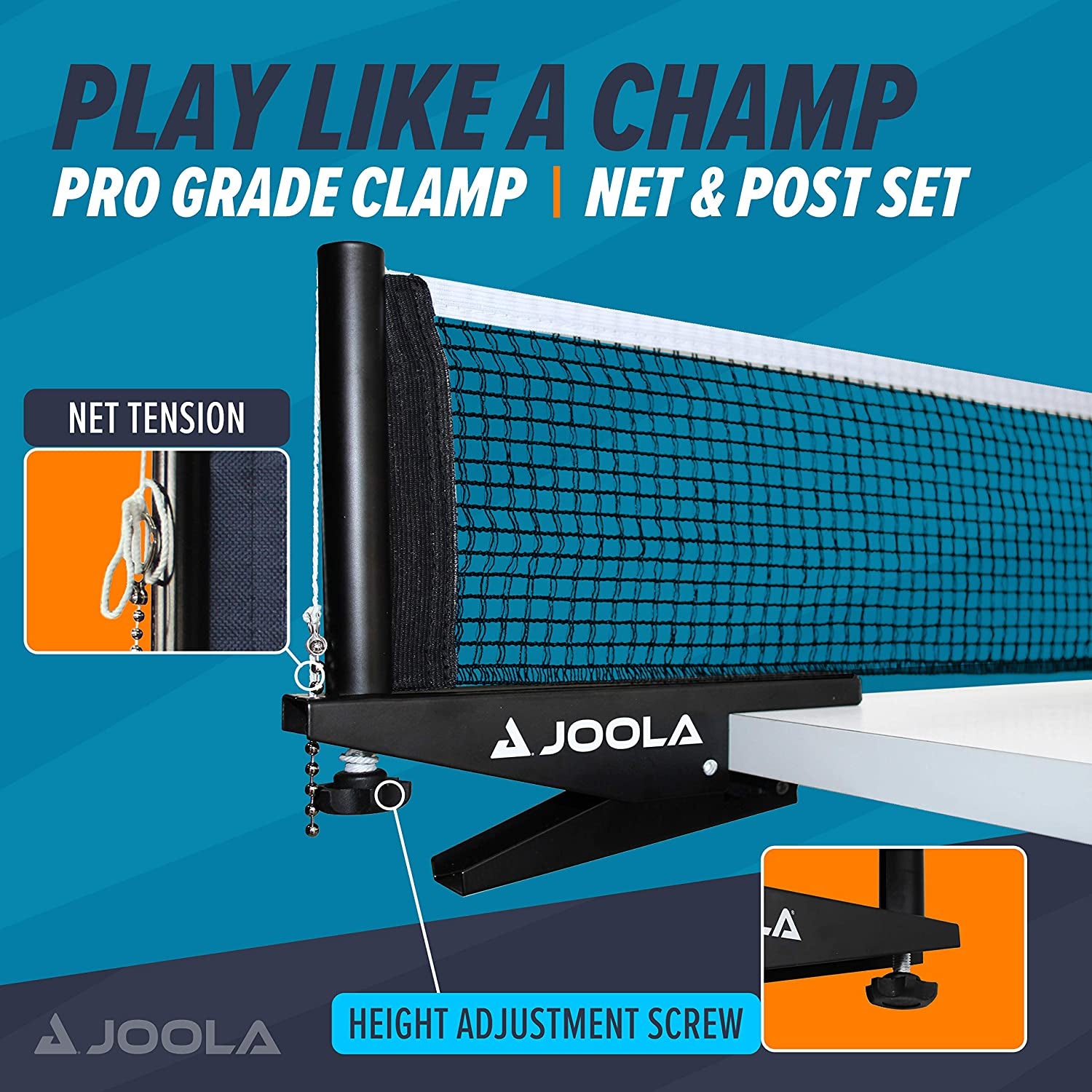 Premium inside Table Tennis Net and Post Set - Portable and Easy Setup 72" Regulation Size Ping Pong Spring Clamp Net, Black