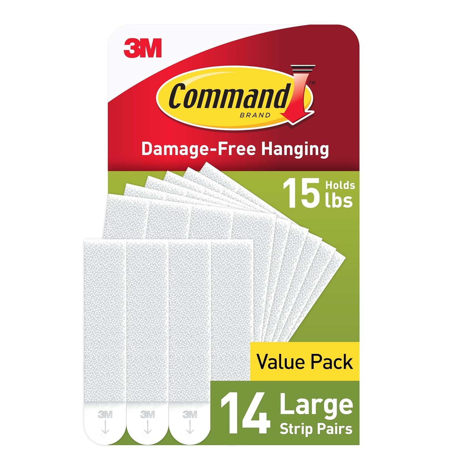 Command 15 Lb Large Picture Hanging Strips 14 Pairs (28 Strips), Damage-Free Hanging Picture Hangers, No Tools Wall Hanger for Home Decor, White Adhesive