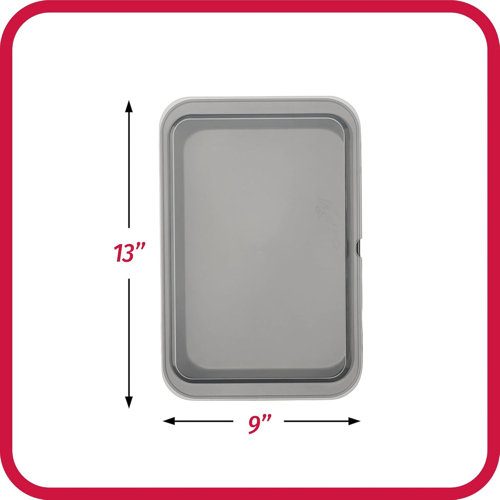 Set of 2 Nonstick Steel 13" X 9" Cake Baking Pans with Covers, Gray
