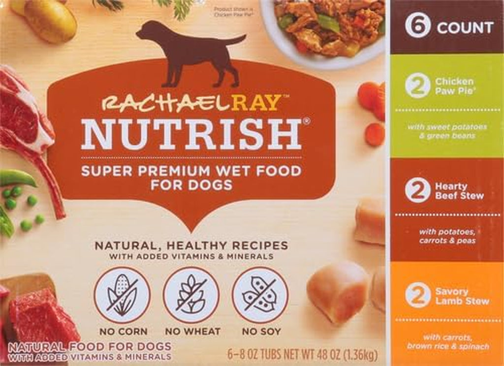 Rachael Ray Premium Natural Wet Dog Food, Savory Favorites Variety Pack, 8 Ounce Tub (Pack of 6)
