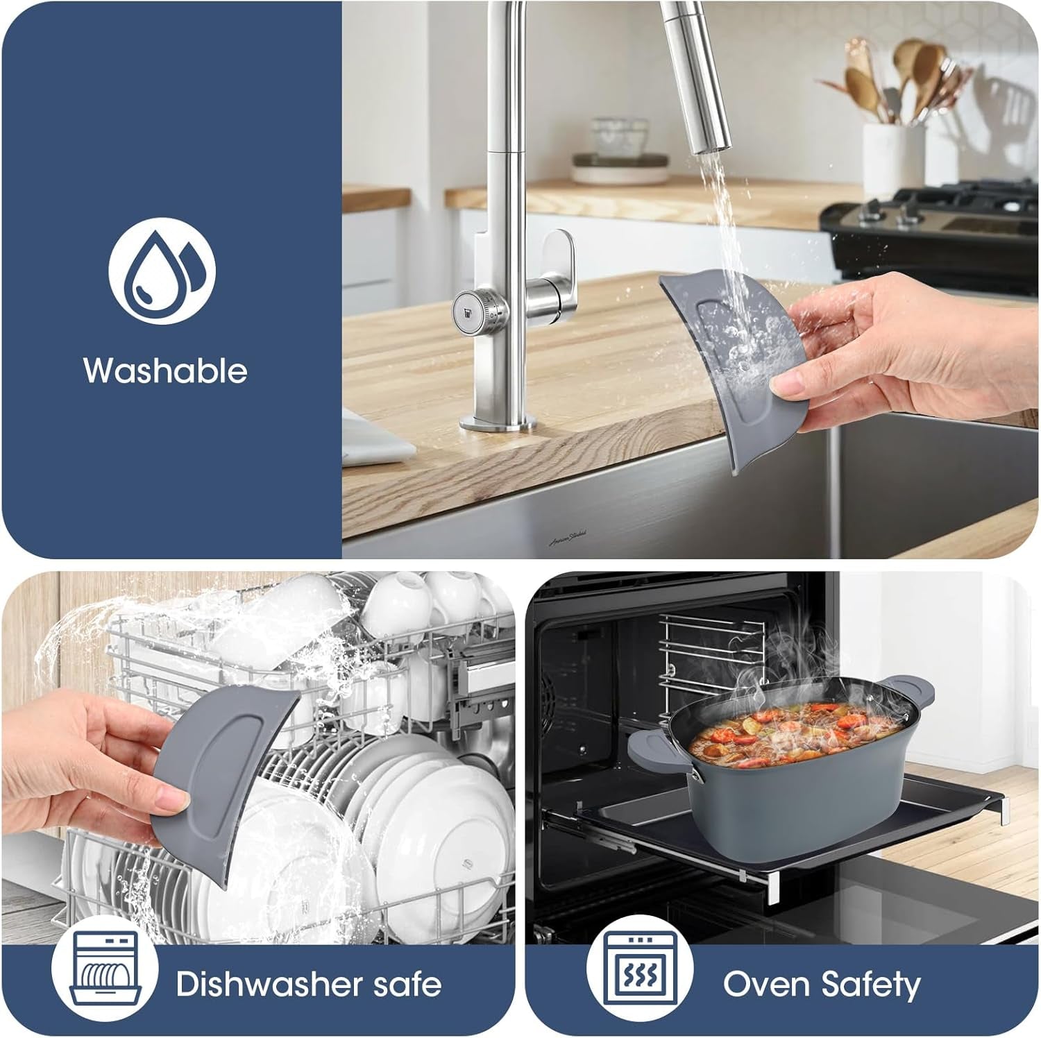 For Ninja Crockpot Slow Cooker Silicone Pot Handle Cover, for Ninja Foodi Possiblecooker Pro Silicone Handle Cover, Sleeve, Holder, Glove,Grip,Kitchen Accessories,Heat-Resistant,No More Hand Burns