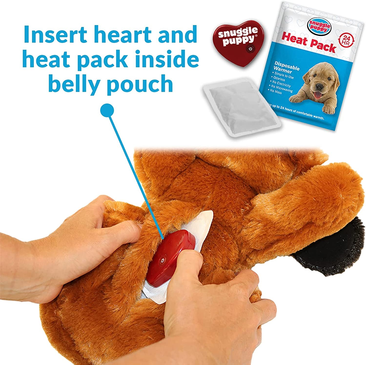 Original Heartbeat Puppy Toy with Real-Feel Pulse & Heat Pack, Calming Sleep Aid for Puppy Anxiety, Crate Training, First Nights & New Puppy Transition - Biscuit