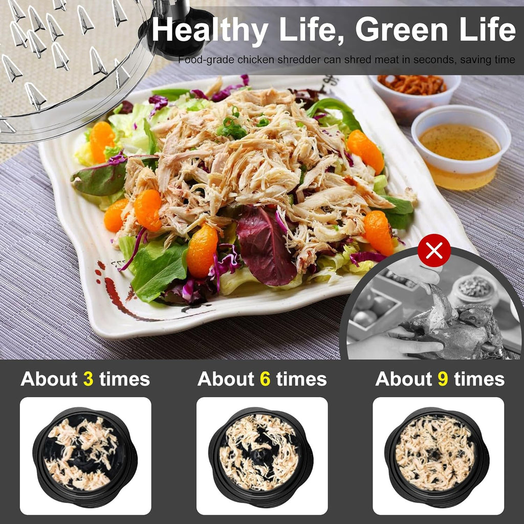 Chicken Shredder Tool Twist Large Chicken Breast Shredder with Brush&Fork, Visible Meat Shredder Machine, Strong Anti-Slip Strip, Ergonomic Handle, BPA Free, Suitable for Pork Beef Chicken