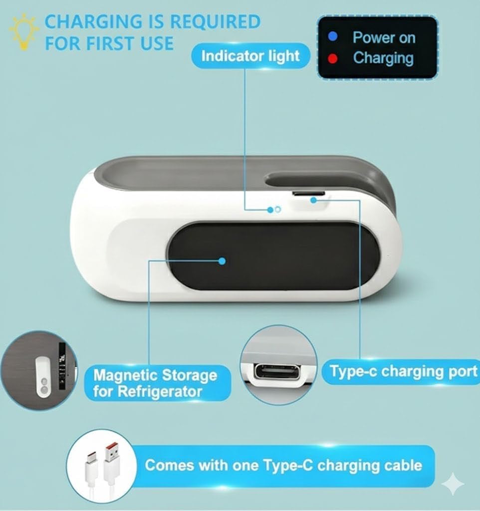 Zelivo Mini Bag Sealer with Cutter & Magnet, Rechargeable USB-C, 2-In-1 Portable Heat Sealer, White, Plastic, 5 Watts, Battery Powered